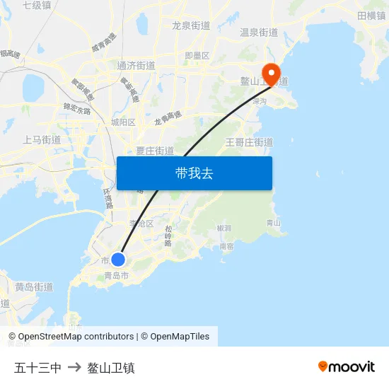 五十三中 to 鳌山卫镇 map