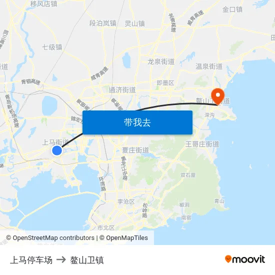 上马停车场 to 鳌山卫镇 map