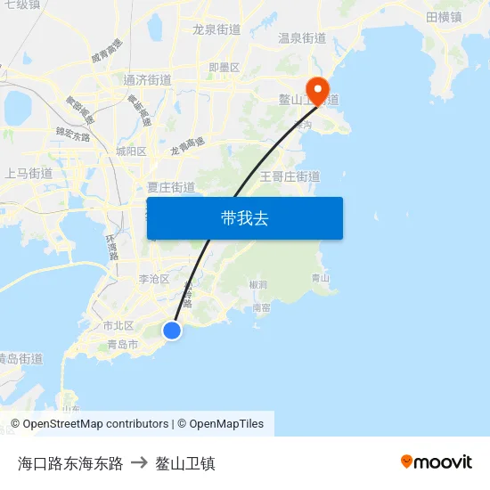 海口路东海东路 to 鳌山卫镇 map