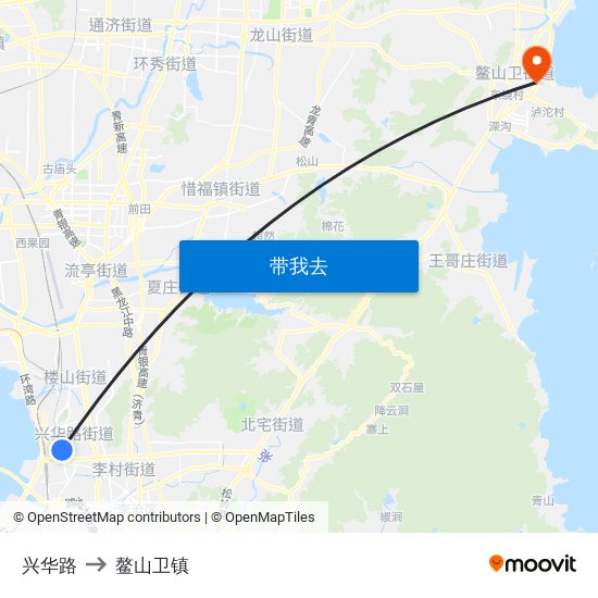 兴华路 to 鳌山卫镇 map