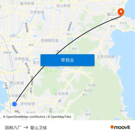 国棉六厂 to 鳌山卫镇 map