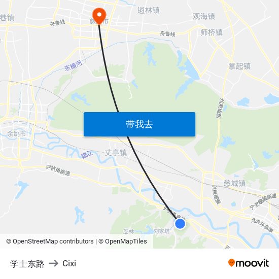学士东路 to Cixi map