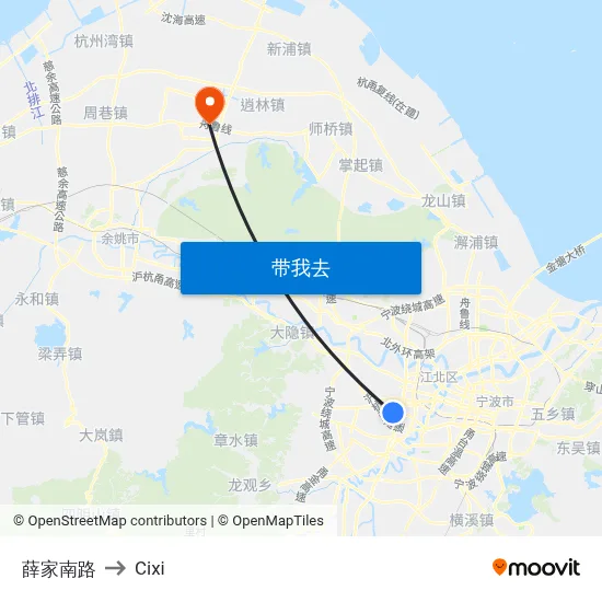 薛家南路 to Cixi map