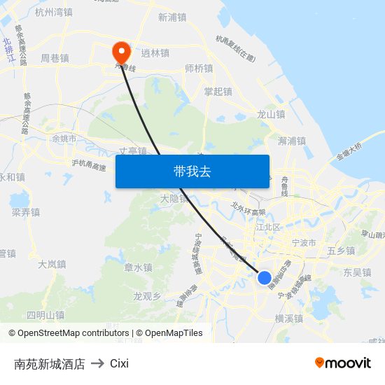 南苑新城酒店 to Cixi map