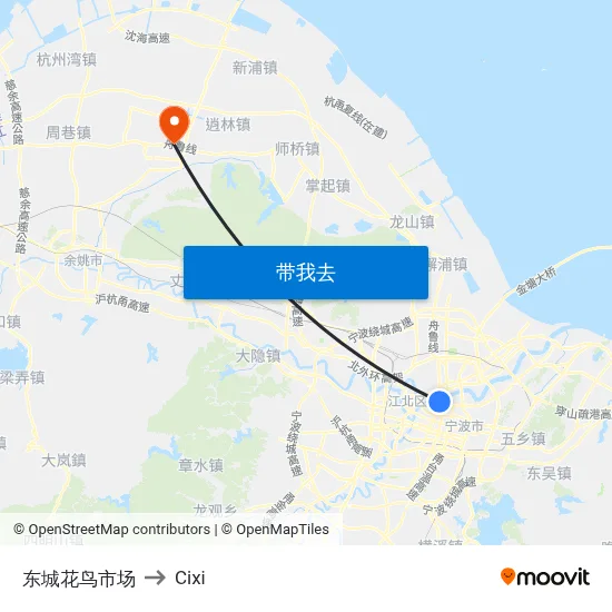 东城花鸟市场 to Cixi map