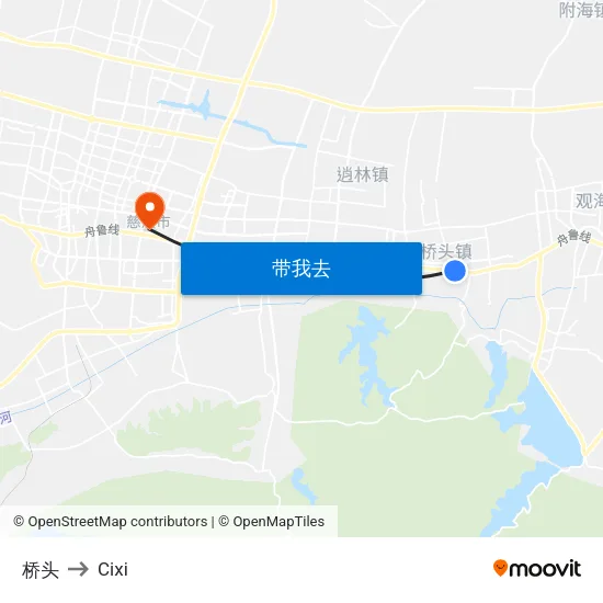 桥头 to Cixi map