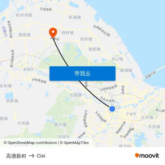 高塘新村 to Cixi map
