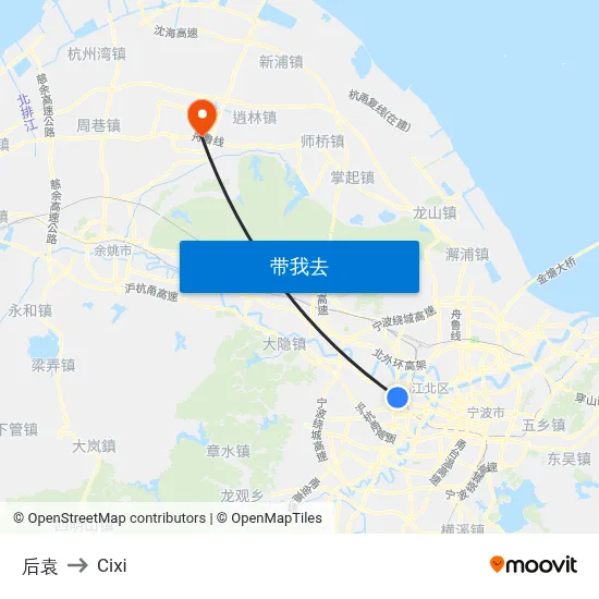 后袁 to Cixi map