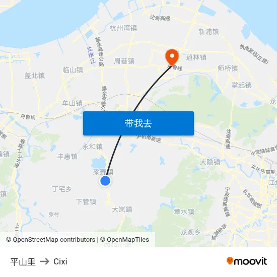 平山里 to Cixi map
