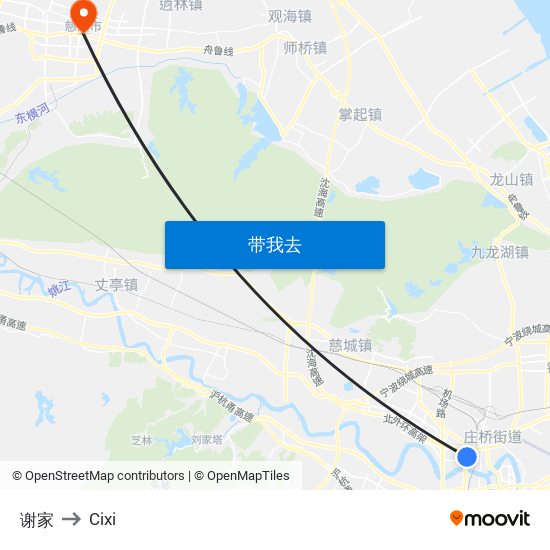 谢家 to Cixi map