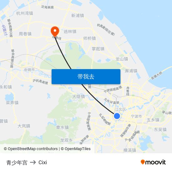 青少年宫 to Cixi map