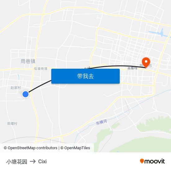 小塘花园 to Cixi map