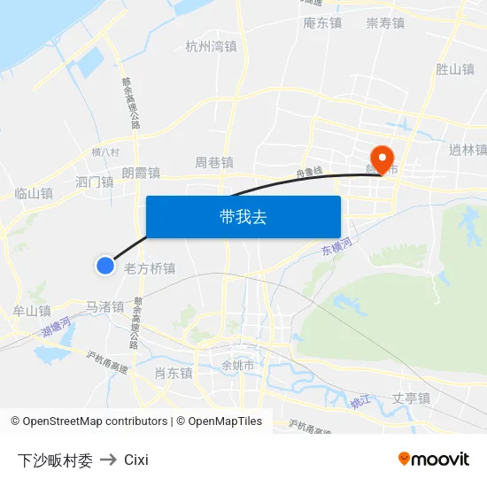 下沙畈村委 to Cixi map
