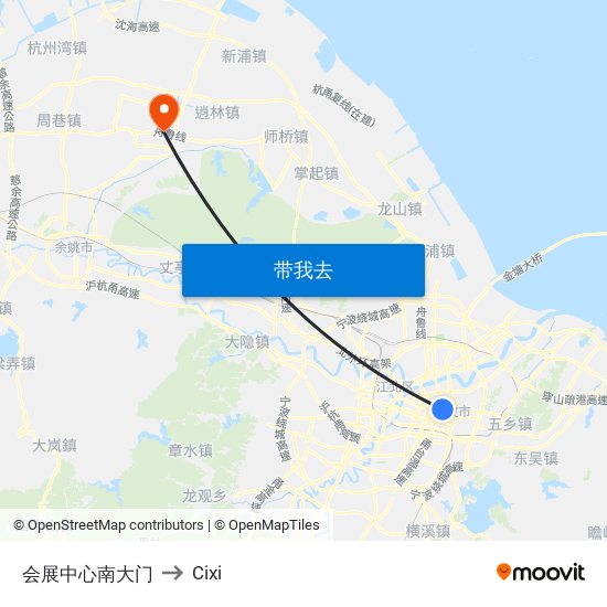 会展中心南大门 to Cixi map