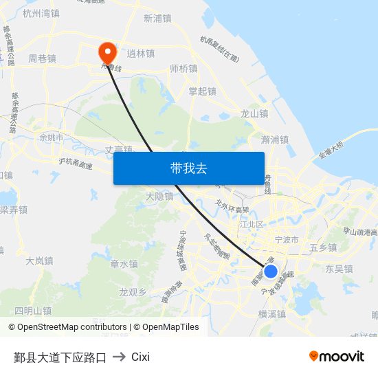 鄞县大道下应路口 to Cixi map