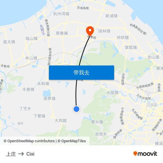 上庄 to Cixi map