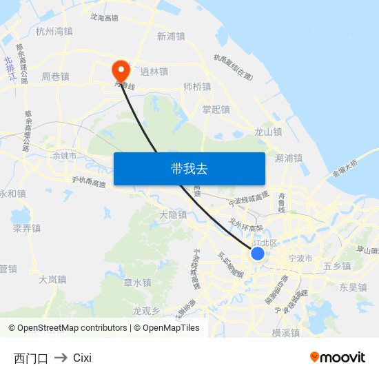 西门口 to Cixi map