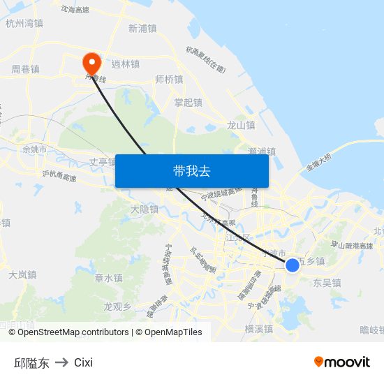 邱隘东 to Cixi map