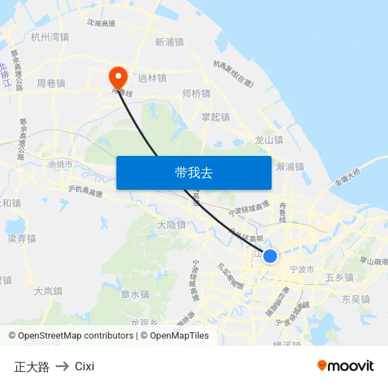 正大路 to Cixi map