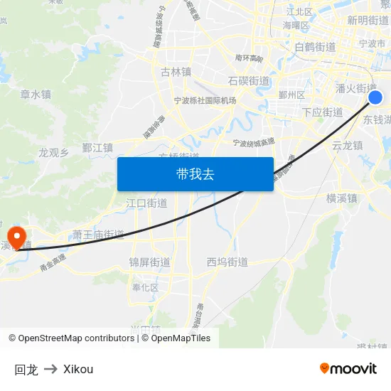 回龙 to Xikou map
