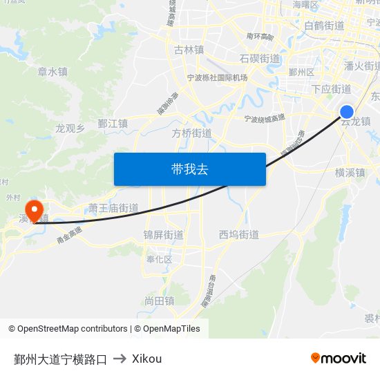 鄞州大道宁横路口 to Xikou map