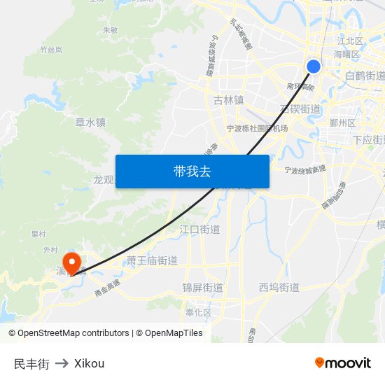 民丰街 to Xikou map