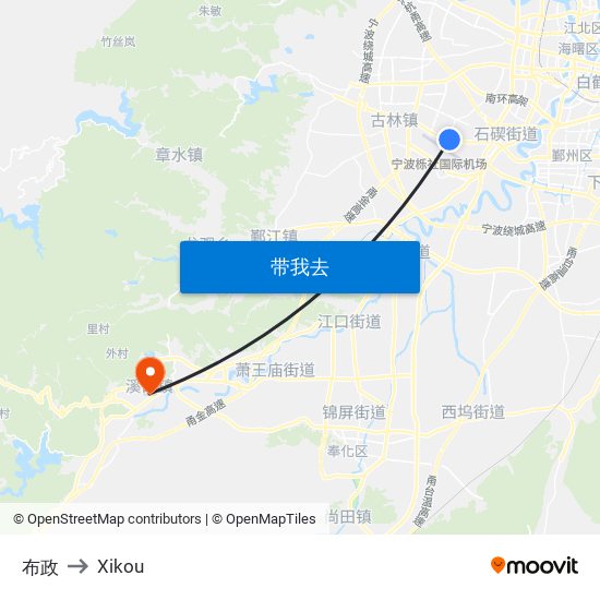 布政 to Xikou map