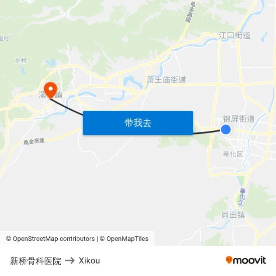 新桥骨科医院 to Xikou map