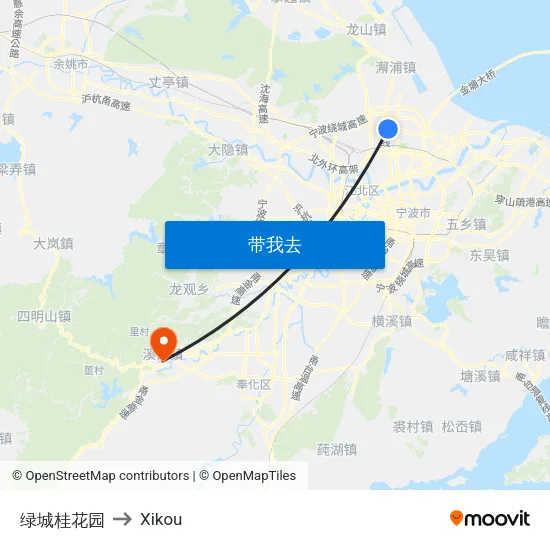 绿城桂花园 to Xikou map