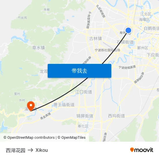 西湖花园 to Xikou map