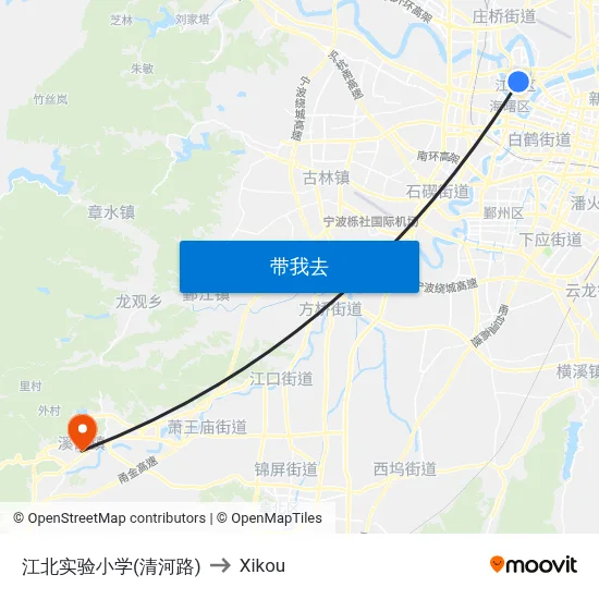 江北实验小学(清河路) to Xikou map