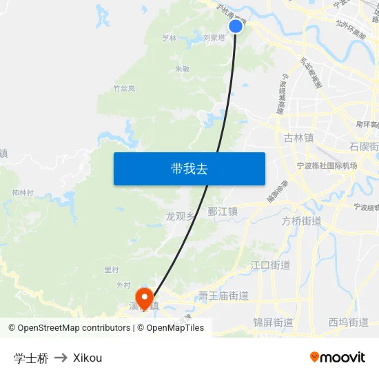 学士桥 to Xikou map