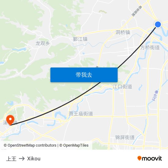 上王 to Xikou map