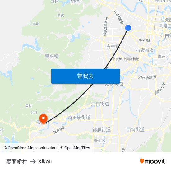 卖面桥村 to Xikou map