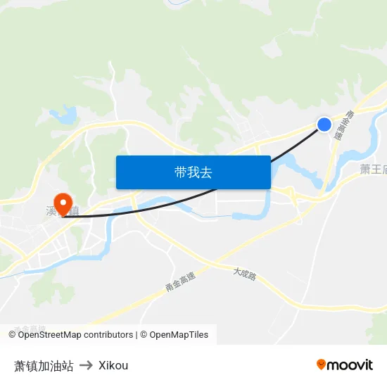萧镇加油站 to Xikou map
