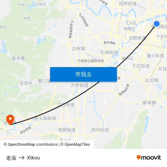 老庙 to Xikou map
