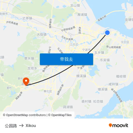 公园路 to Xikou map