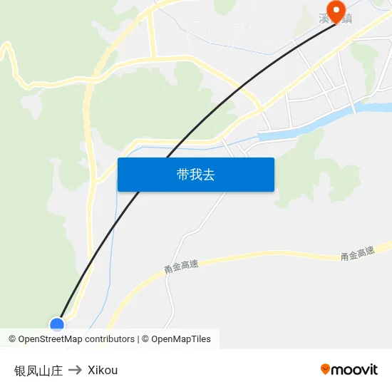 银凤山庄 to Xikou map