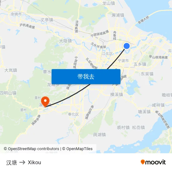 汉塘 to Xikou map
