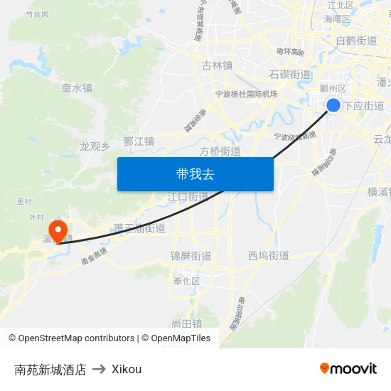 南苑新城酒店 to Xikou map