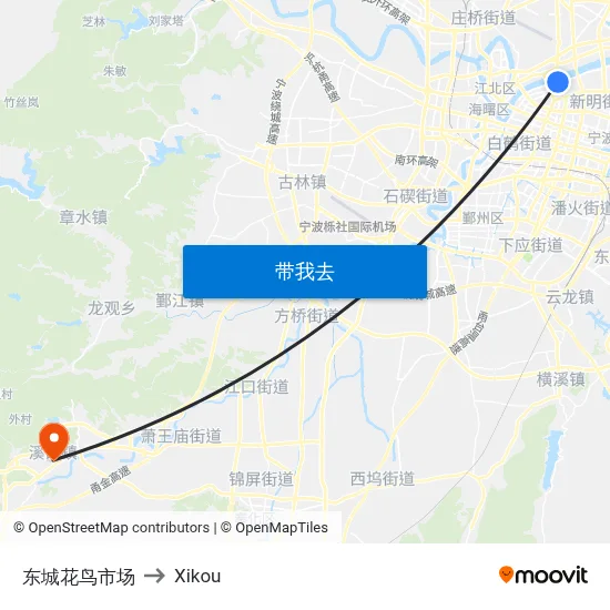 东城花鸟市场 to Xikou map