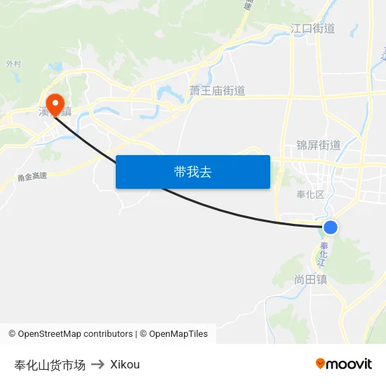奉化山货市场 to Xikou map