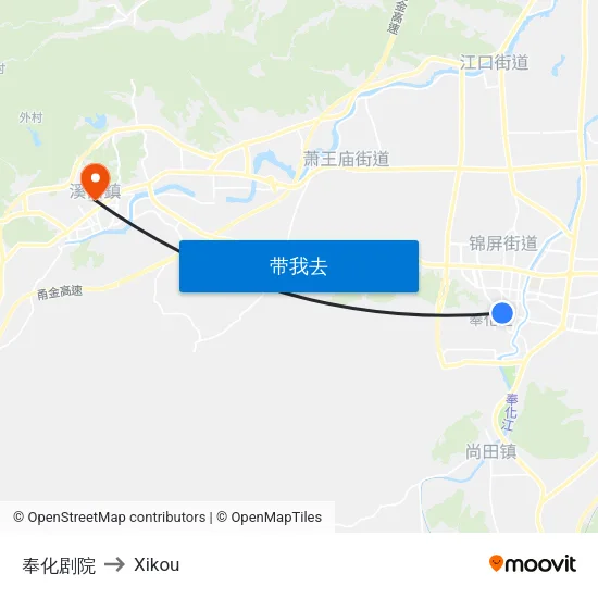 奉化剧院 to Xikou map