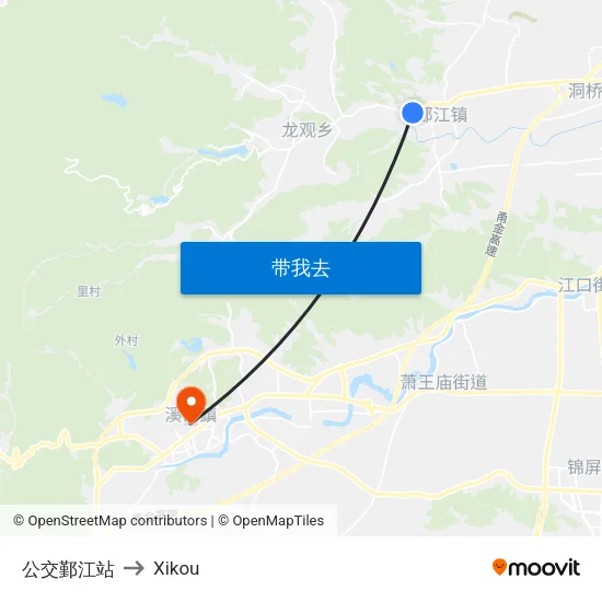 公交鄞江站 to Xikou map