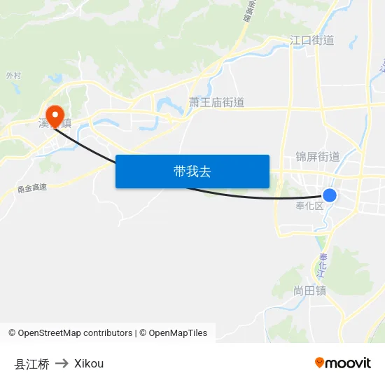 县江桥 to Xikou map