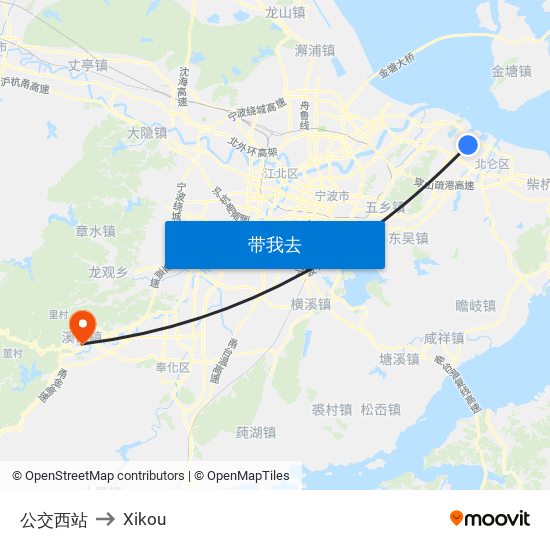 公交西站 to Xikou map