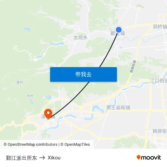 鄞江派出所东 to Xikou map