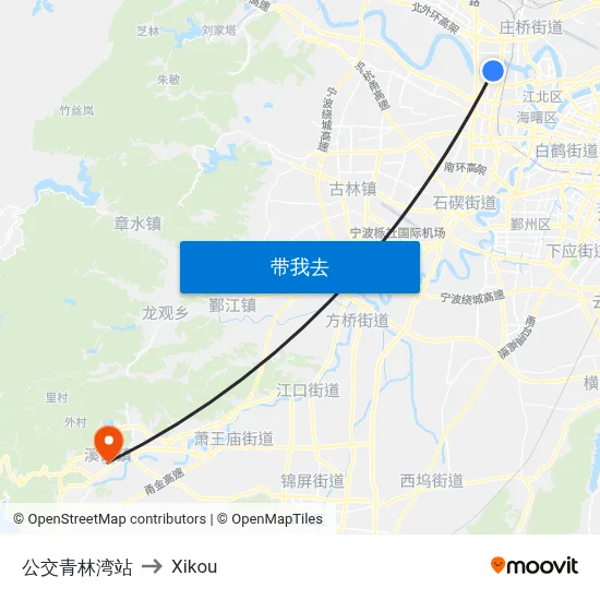 公交青林湾站 to Xikou map