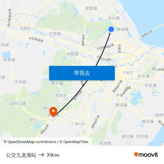 公交九龙湖站 to Xikou map