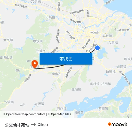 公交仙坪苑站 to Xikou map